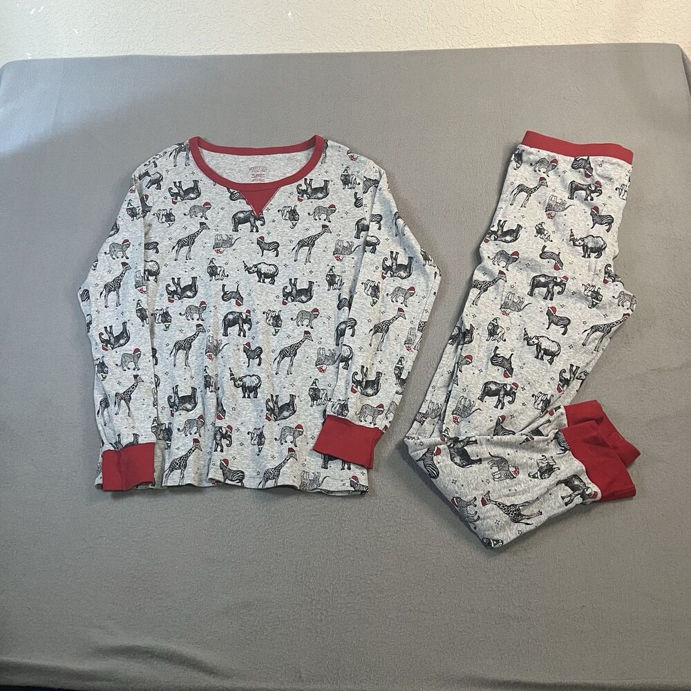 Wondershop Womens Sleepwear Christmas Zoo Animal Print 2PC Pajama Set Size M